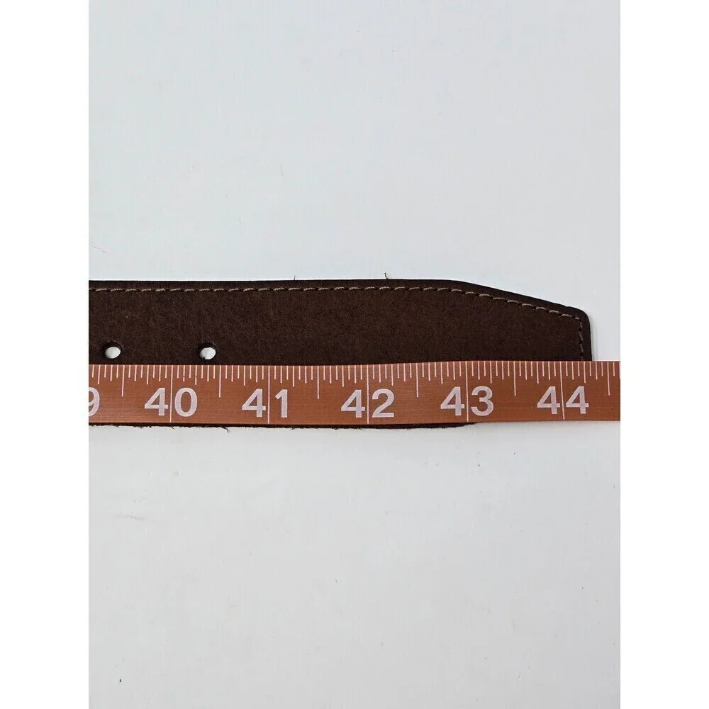 TALBOTS WIDE STRETCH LEATHER STATEMENT BELT COCO BROWN BRASS BUCKLE WOMEN OS